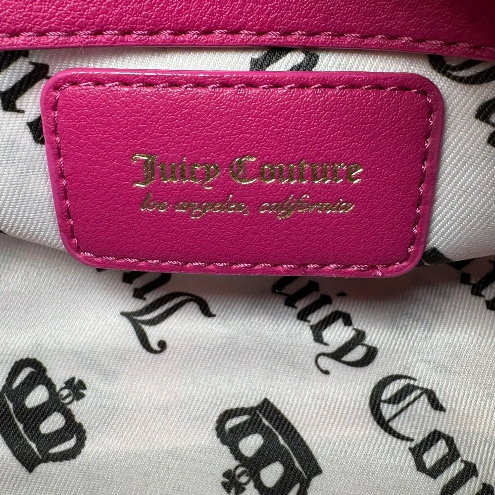 Juicy Couture Angel Velour Bowler Bag Pink Heart Charm Crossbody Tart Satchel